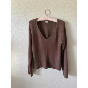 Abercrombie Soft Collection Ribbed V-Neck Sweater Brown Size Medium